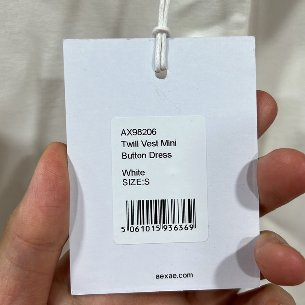AEXAE Twill Vest Mini Button Dress in White - Picture 8 of 9